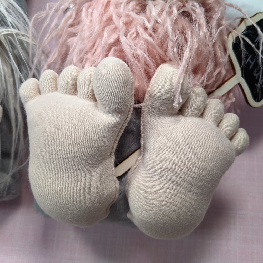 closeup of fabric doll feet for gnomes and other plushies